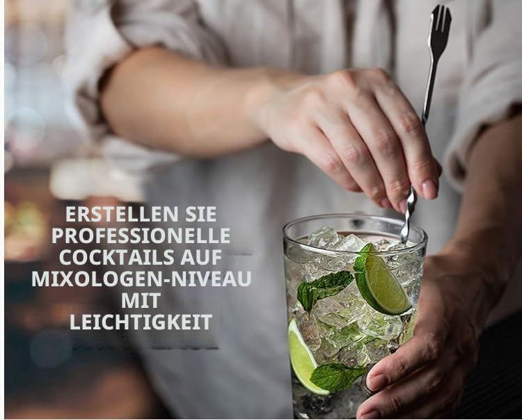 Professionelles Cocktail Set (6-teilig), Edelstahl Stampfer, Cocktail Stössel,Barlöffel Lang,messbec