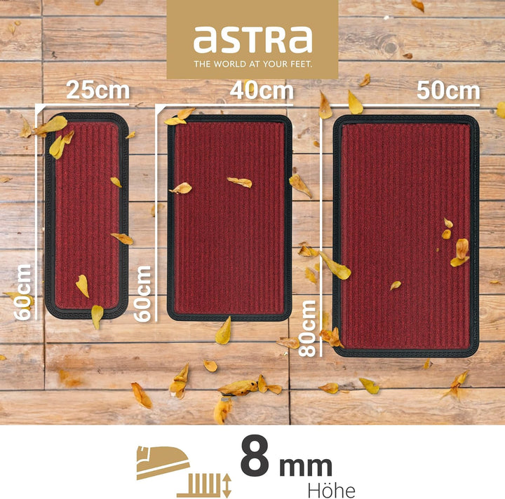 Fussmatte Aussen &amp; Innen rutschfest - Rot Linien 40x60cm 2er Set (Rechteckig) | Robuste Gummi Sauber