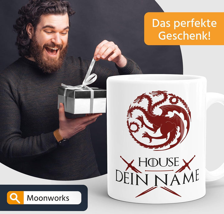 MoonWorks® Kaffee-Tasse personalisierbar Adelshäuser Wappen Aufschrift eigener Name Geschenk Fan Fan