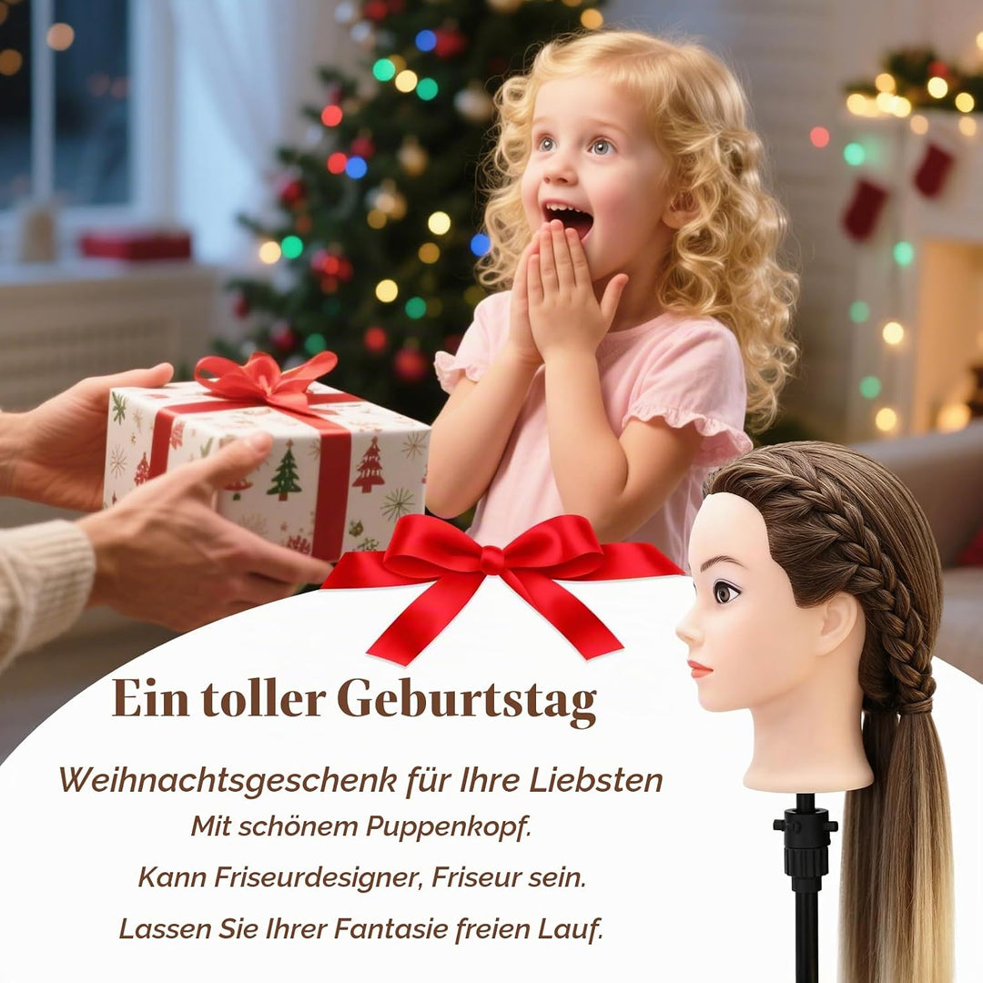 28–29 Zoll Mannequin Kopf 100% Kunsthaar,Frisierkopf für Übungskopf Friseur,Frisier Puppe Haare Flec
