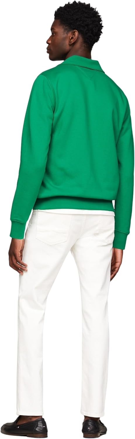 Tommy Hilfiger Herren Strickjacke Cardigan mit Reissverschluss Tommy Logo Zipper S Grün (Olympic Gre