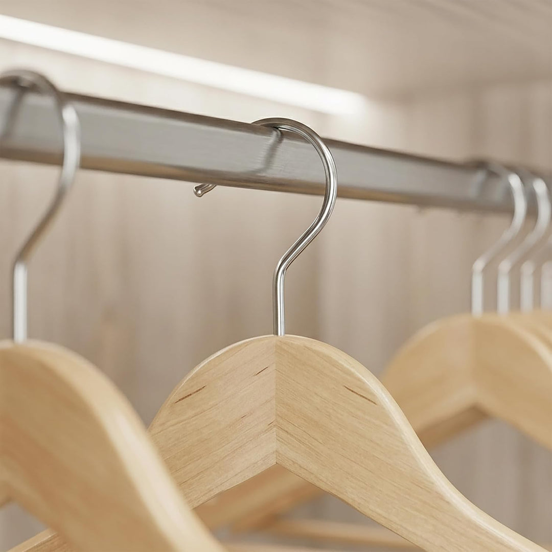 Relaxdays 48 x Kleiderbügel, Hosenbügel Set aus Holz, Garderobenbügel, Haken 360° drehbar, HxB: 22,5
