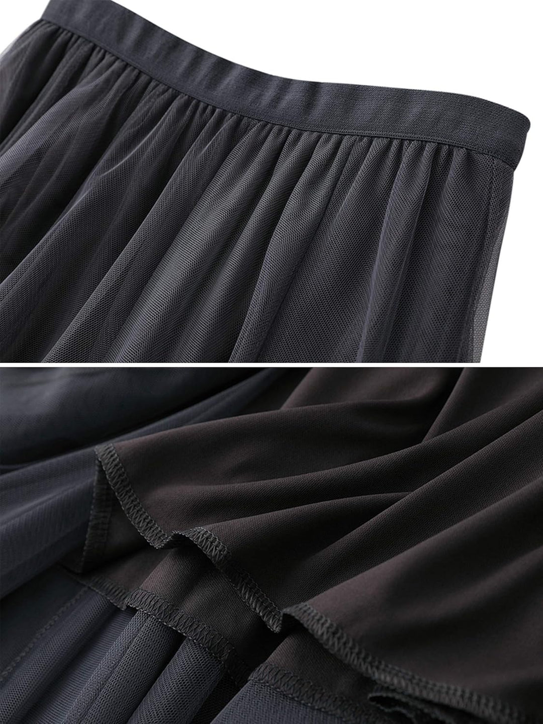 Damen Rock Sommer Langer Tüllrock A-Linie Faltenrock Knöchellang Hoher Bund Schick Maxirock Elastisc