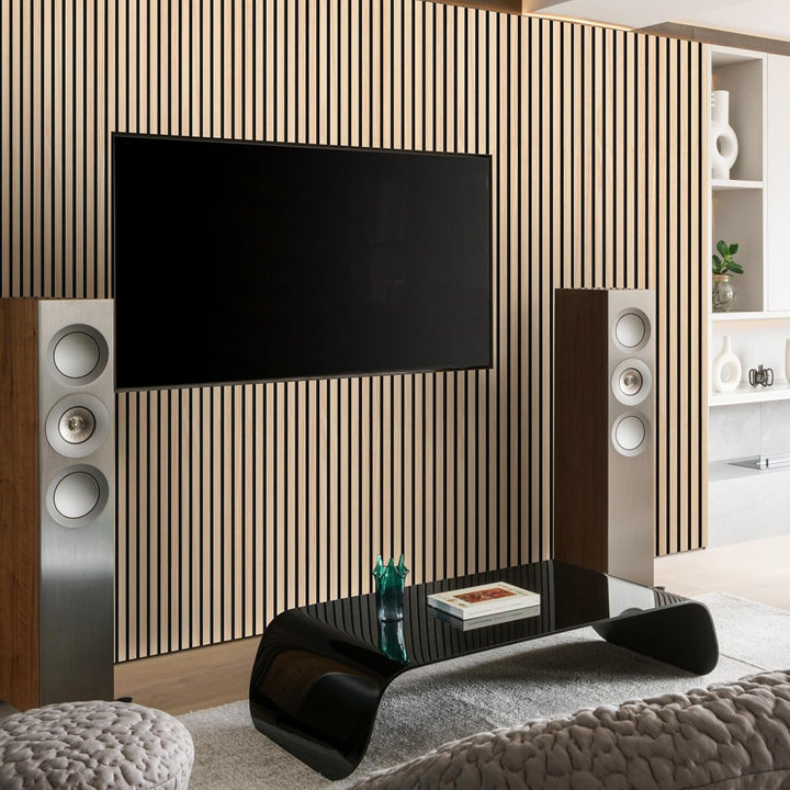 Akustikpaneele Selbstklebend 2er Set 100x52cm, Schalldämmung Echoreduzierung Wandpaneele aus Holzf