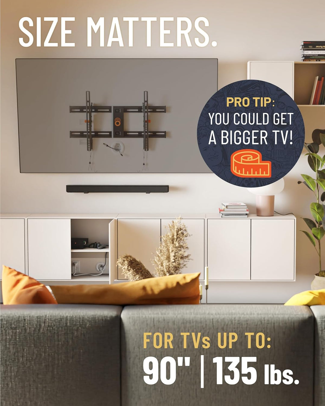 Kippbare TV-Wandhalterung von ECHOGEAR mit flachem Design für 40 "- 82" -Fernseher - Beseitigen Sie