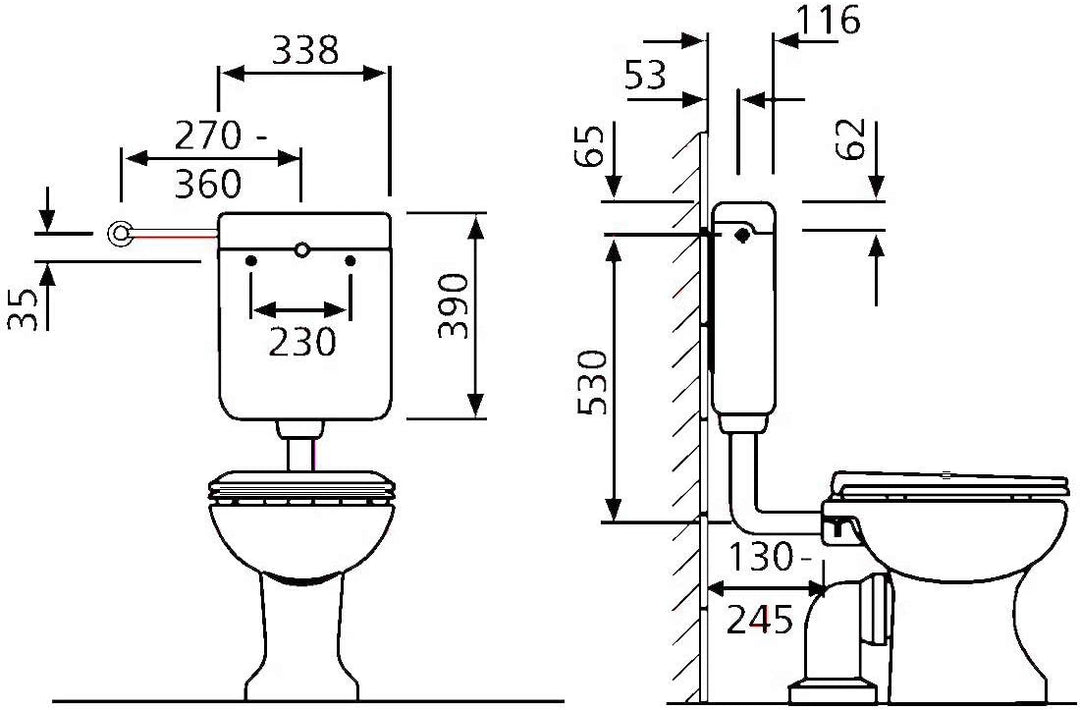 SANIT Spülkasten 937 (Spülmenge 6 Liter, tiefhängend, mit Start-Stopp-Technik, Farbe weiss-alpin, mi