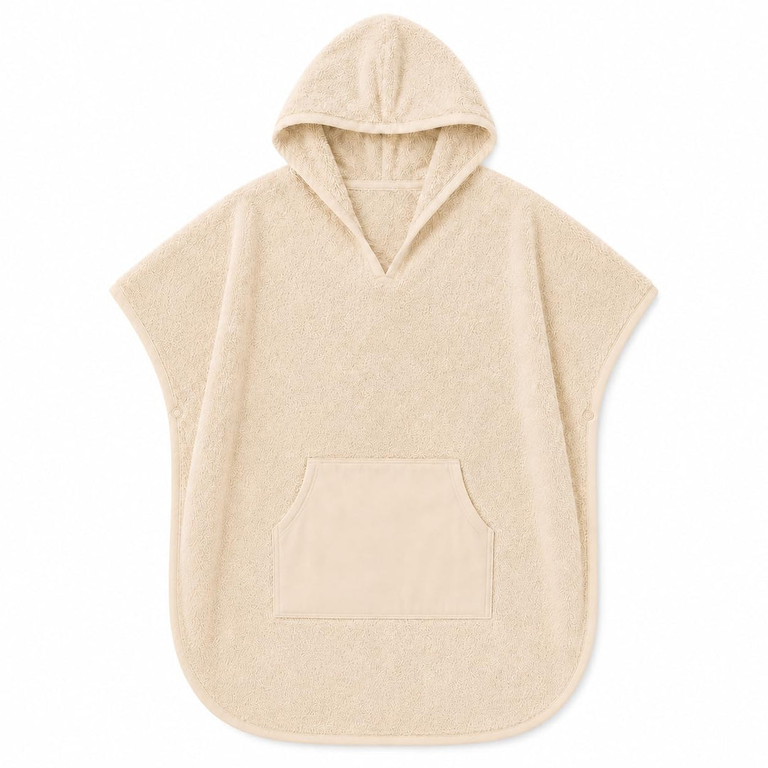 Kinder Badeponcho mit Kapuze aus 100% Baumwolle Frottee 1-4 Jahre Sandbeige, 1-4 Jahre Sandbeige