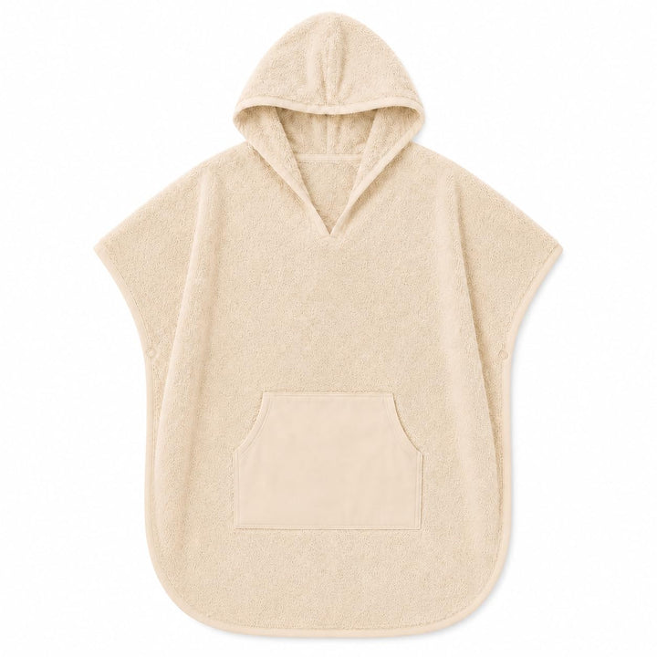 Kinder Badeponcho mit Kapuze aus 100% Baumwolle Frottee 1-4 Jahre Sandbeige, 1-4 Jahre Sandbeige