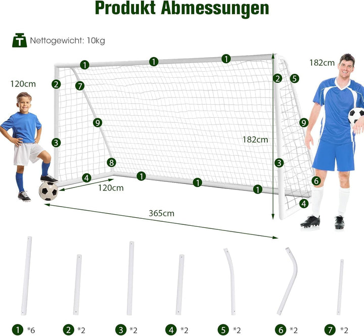 COSTWAY Fussballtor, Fussballtore Garten wetterfest, Fussballtor mit hochfestem Netz &amp; Metallrahmen