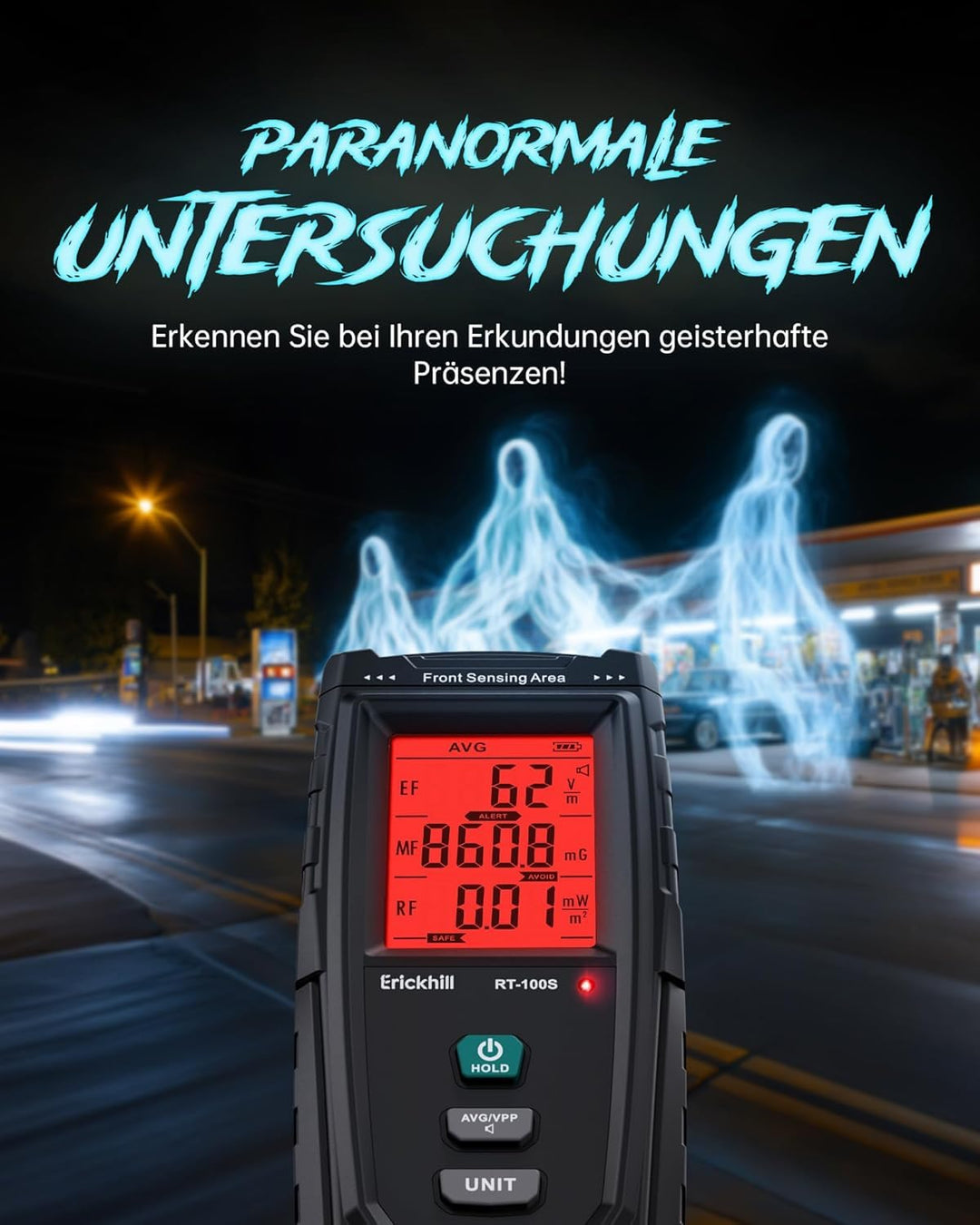ERICKHILL EMF-Messgerät, digitaler Strahlungsdetektor für elektromagnetische Felder Handgehaltener L
