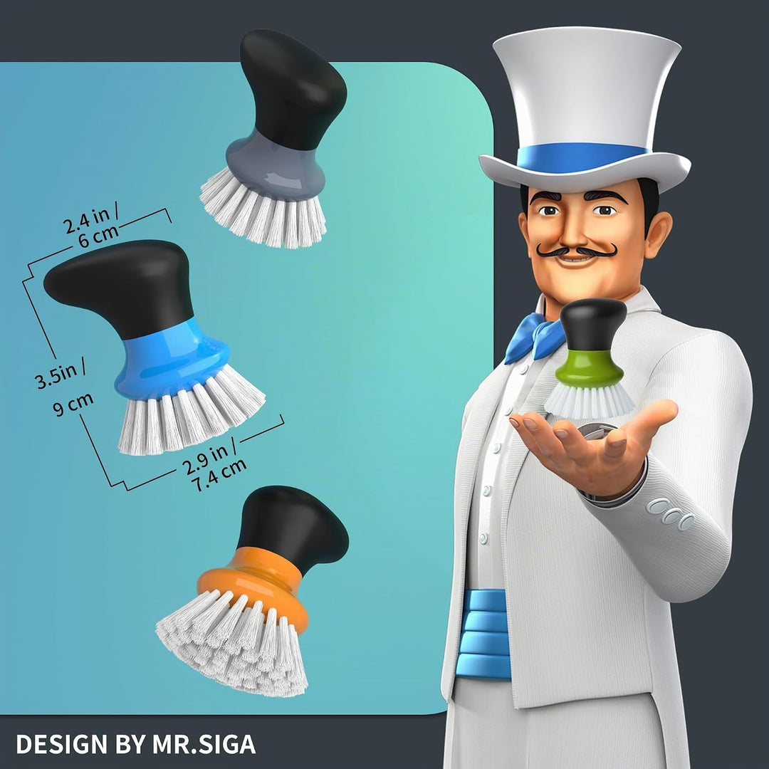 MR.SIGA Spülbürste, Handspülbürste mit ergonomischem Griff, Küchenbürsten für Geschirr, Grün, 2er-Pa