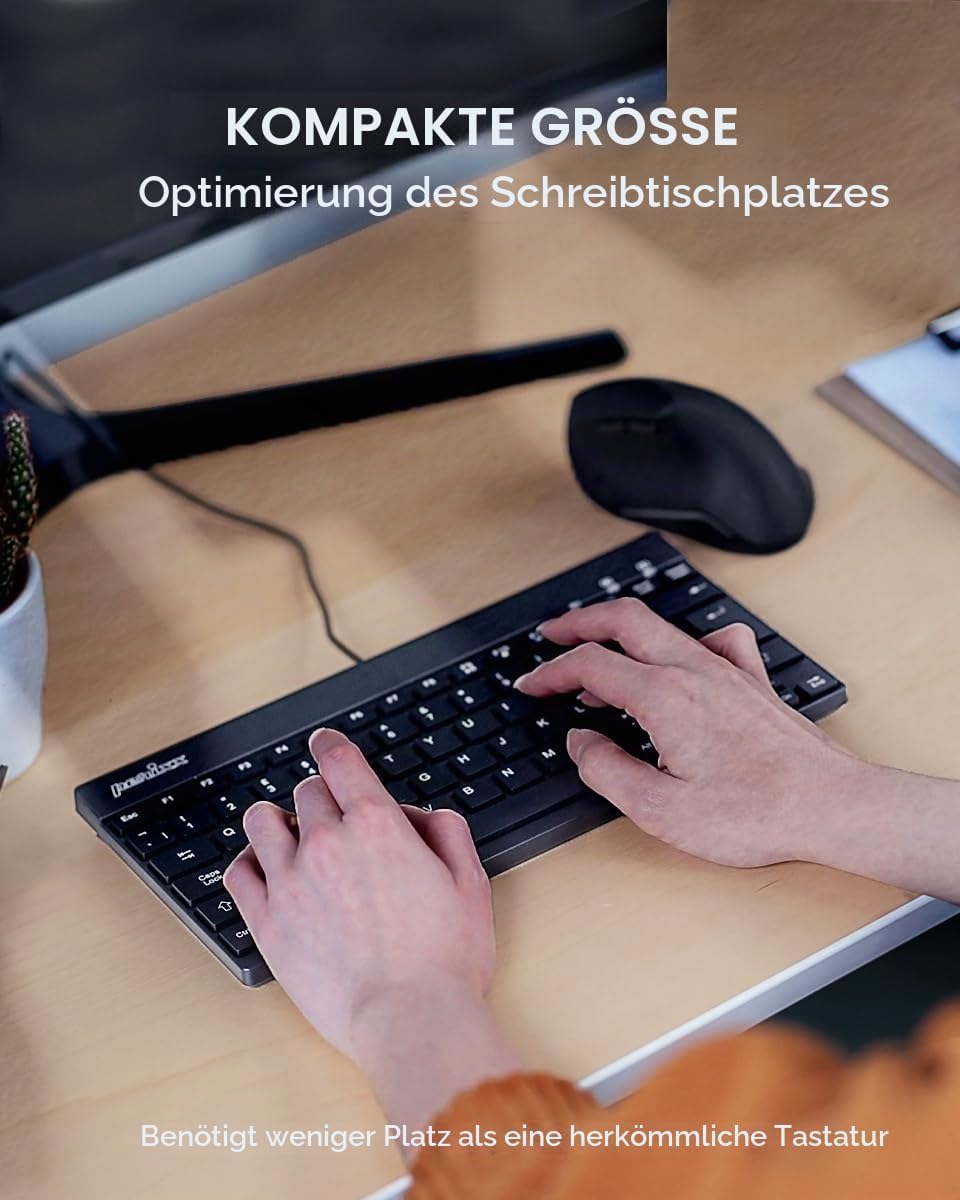 perixx PERIBOARD-426 Mini-Tastatur mit USB-Kabel, Französisch AZERTY, Schwarz, Schwarz