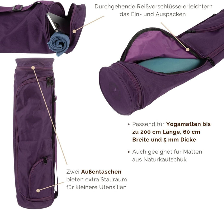 Bodhi Yogatasche ASANA Bag | Spritzwasserfeste Sporttasche | Aussentaschen für extra Platz | Polyest