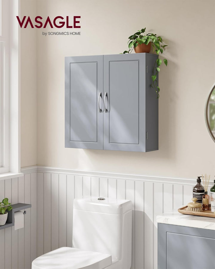 VASAGLE Badezimmerschrank, Badschrank, wandmontiert, 18 x 60 x 60 cm, Wandschrank mit verstellbaren