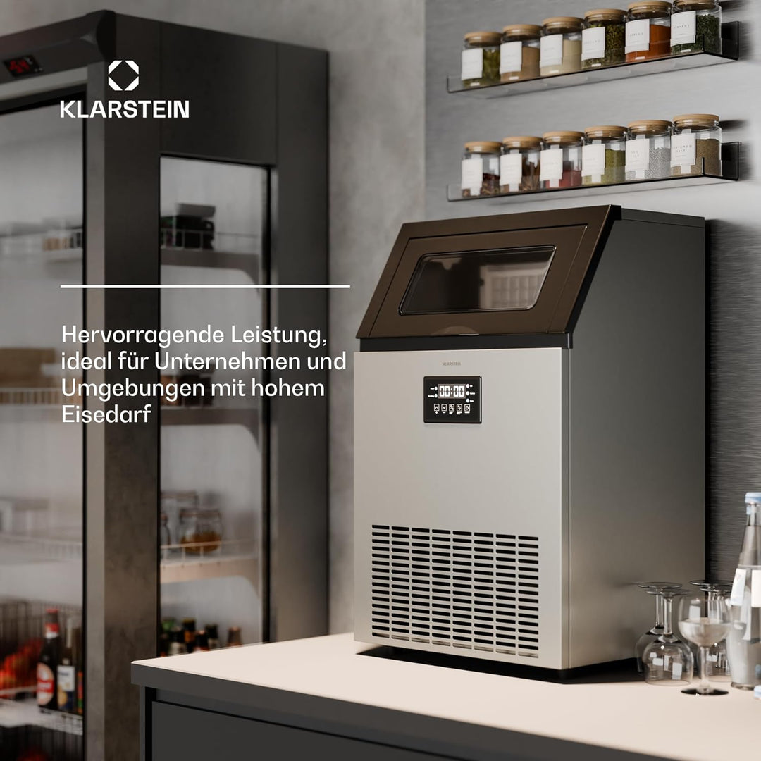 Klarstein Glacial Eiswürfelmaschine - 45 kg/24 h, 370 W Kompressor, 15 kg Behälter, Multitouch-Panel