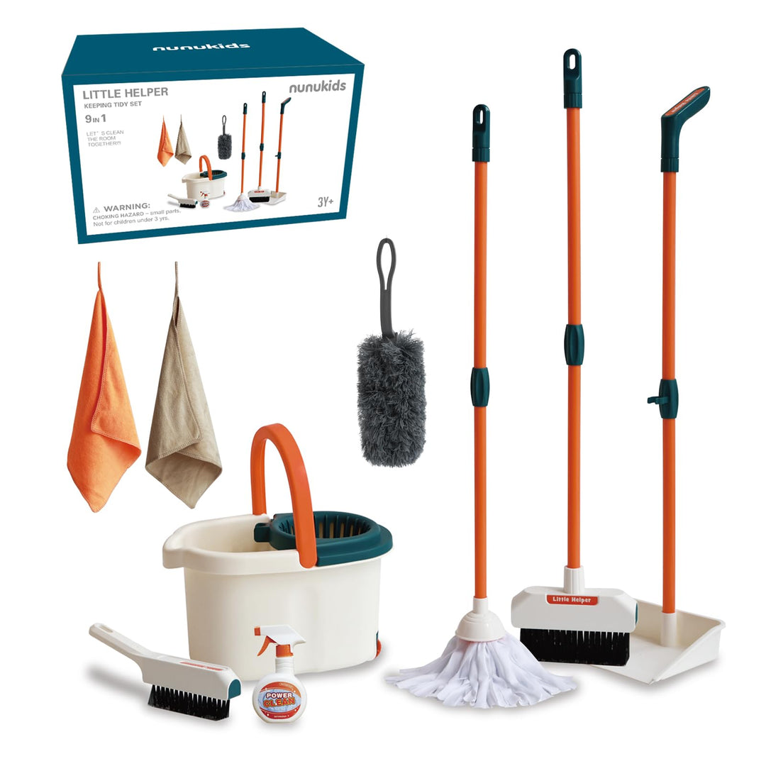 nunukids Kinder Putzset Fantastisches Kinderbesen Set mit Wischmop und Kehrset das ideal für Kinder