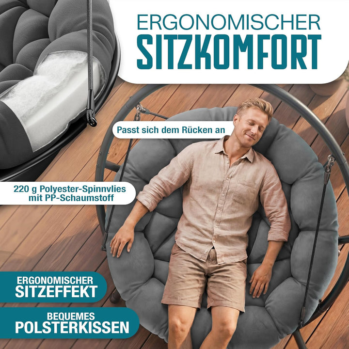 KESSER® Hängesessel mit Gestell Bali Hängeschaukel Hängestuhl bis 150kg für Indoor und Outdoor + Kis