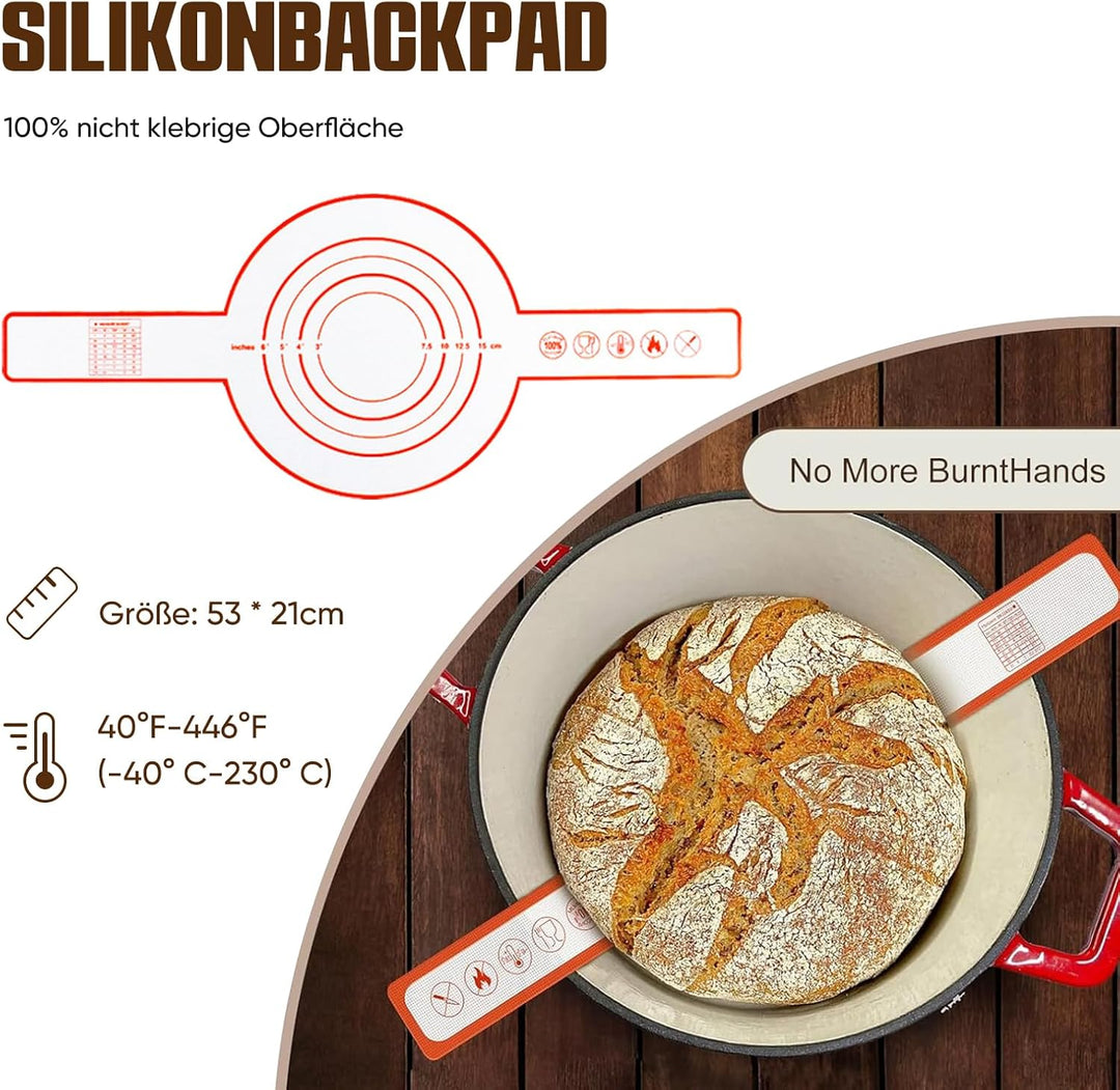 Kixiyou 10-teilig Gärkorb Brot Set, 23 cm Gärkorb rund und Komplettset Backzubehör, Gärkörbchen für