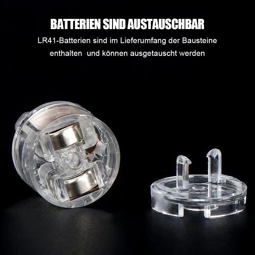 Joycabin 15 Stück Leuchtende Bausteine, 2x2 LED Leuchtsteine, Transparent Runde Bausteine Lampe, Bau