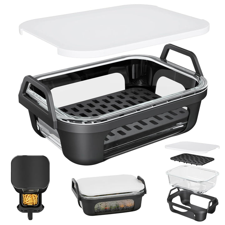 Glas Auflaufform für Airfryer für Ninja AF400EU/DZ400EU/AF500EU, 21x16x6,8cm Heissluftfritteuse Zube