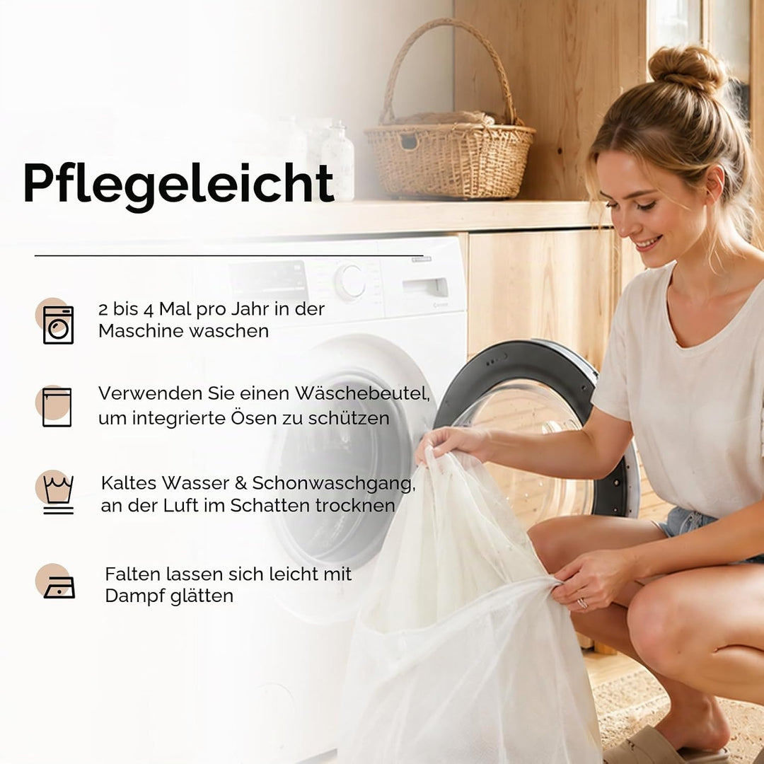 MRTREES Gardinen mit Ösen Vorhang Creme 2er Set, 145 cm Lang 140 cm Breit, Kurze Fenster Gardine Tra
