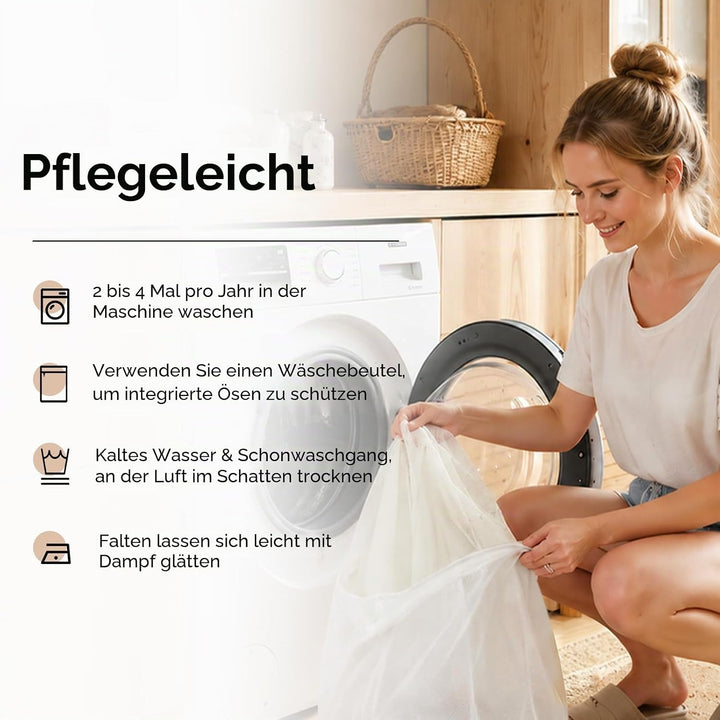 MRTREES Gardinen mit Ösen Vorhang Creme 2er Set, 145 cm Lang 140 cm Breit, Kurze Fenster Gardine Tra