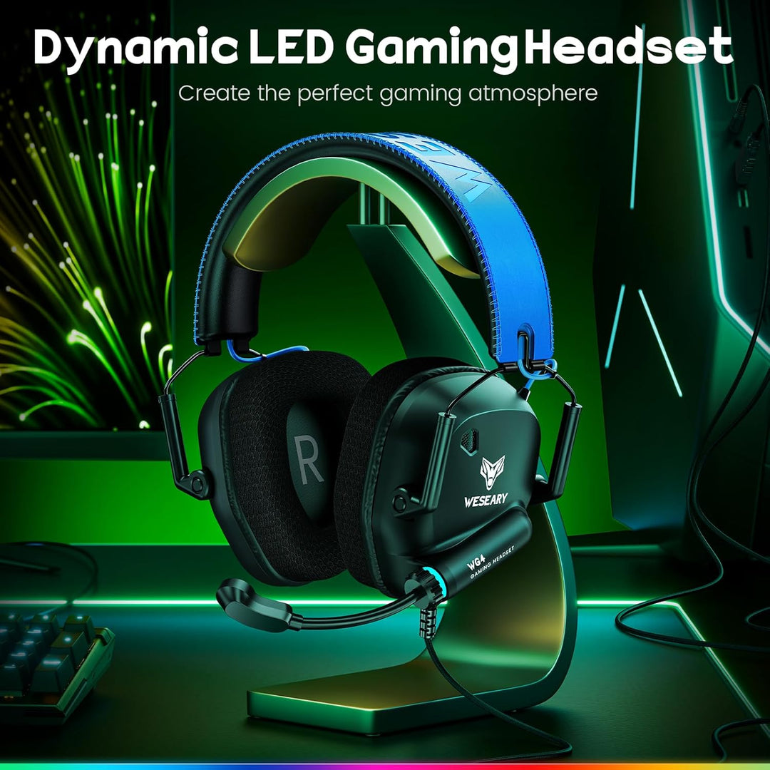WESEARY Gaming Headset, Headset Stereo Gaming Headphones mit Mikrofon für PS4, PS5, PC, Xbox One, Sw