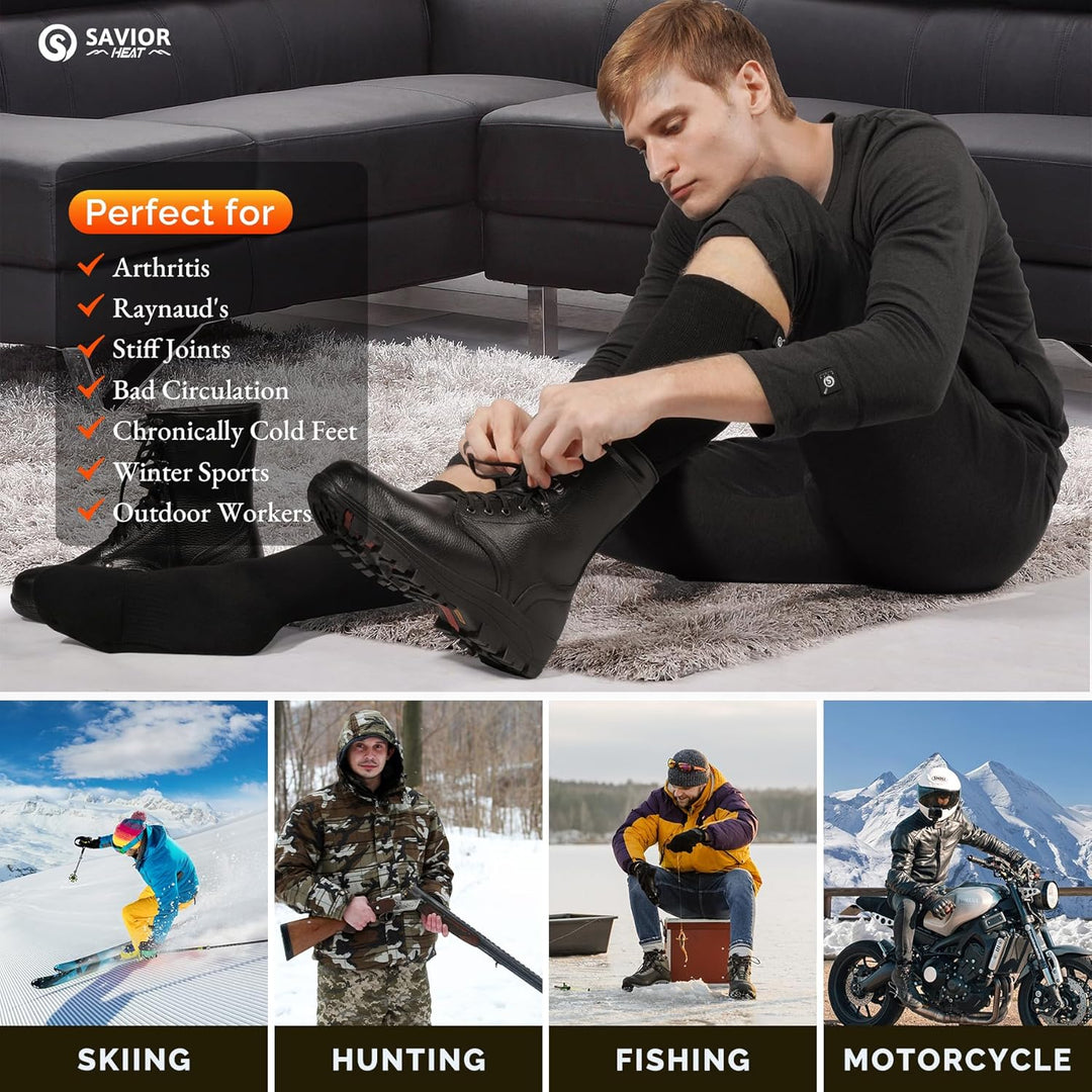 Beheizte Socken Beheizbare Socken Damen Herren, SAVIOR HEAT Elektrische Warme Socken Wiederaufladbar