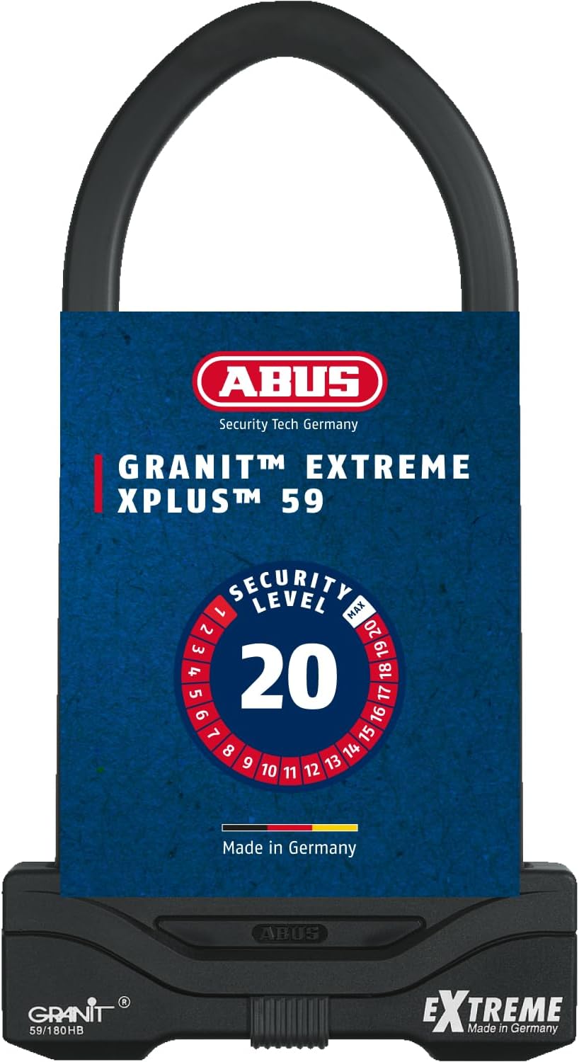 ABUS Bügelschloss Granit Extreme 59 – Motorrad- & Fahrradschloss mit XPlus Zylinder – höchstes ABUS-
