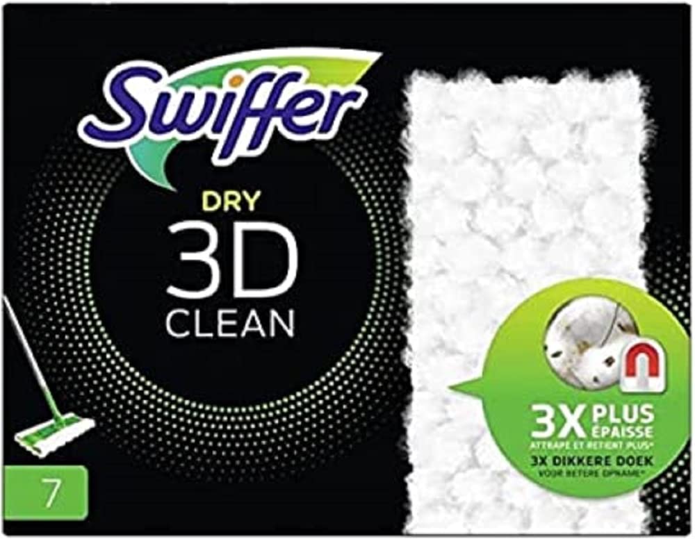 Swiffer Staubfänger, 3D-Reinigung, Nachfüllpackungen, Trockentücher für Böden, 7 Einheiten, fängt un