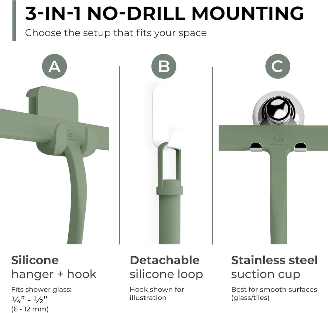 Gütewerk Duschabzieher, Silikon-Abzieher Dusche, Hygienischer Abzieher für Badezimmer, Duschwand & F
