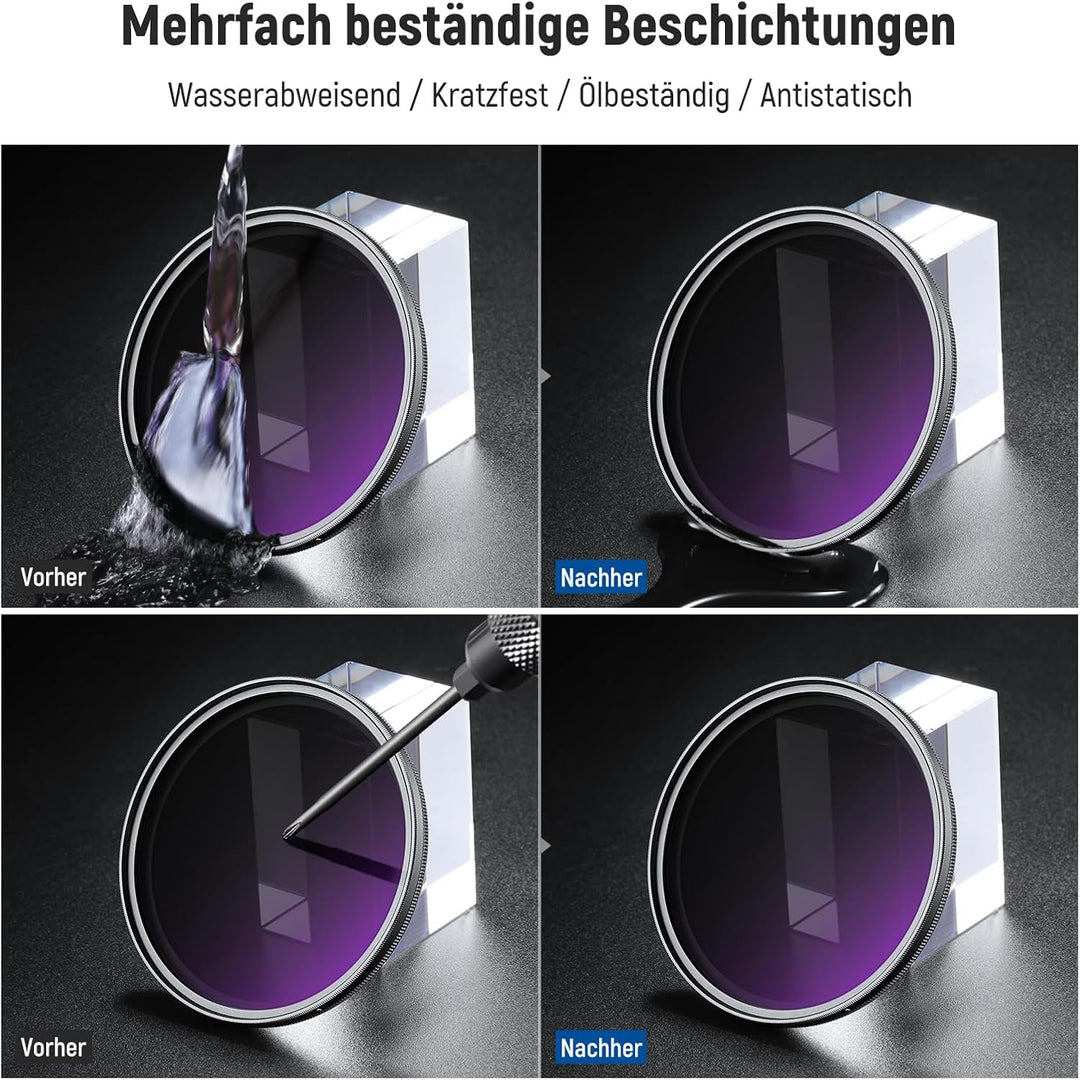NEEWER 67mm ND2-400 (1-9 Stop) Variabler ND Filter mit Objektivdeckel Trageband Reinigungstuch präzi