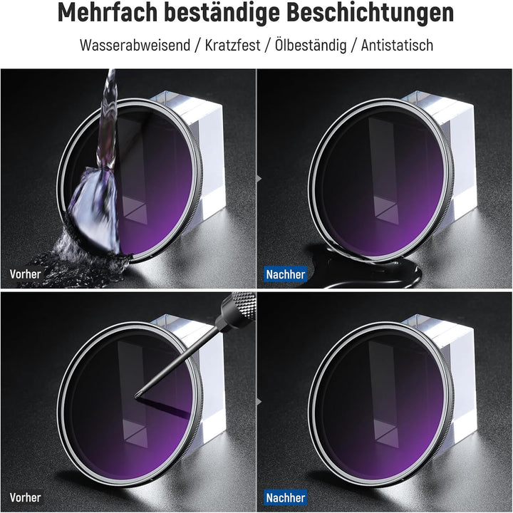 NEEWER 67mm ND2-400 (1-9 Stop) Variabler ND Filter mit Objektivdeckel Trageband Reinigungstuch präzi