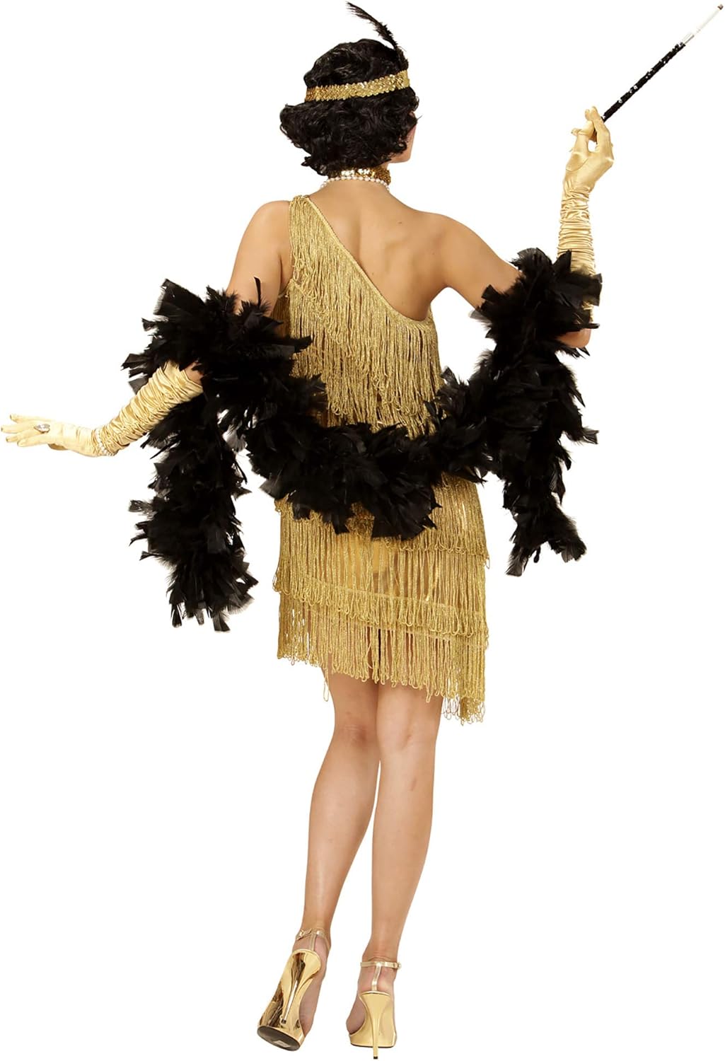 "FLAPPER" (dress, choker, headband with feather) - (S), S