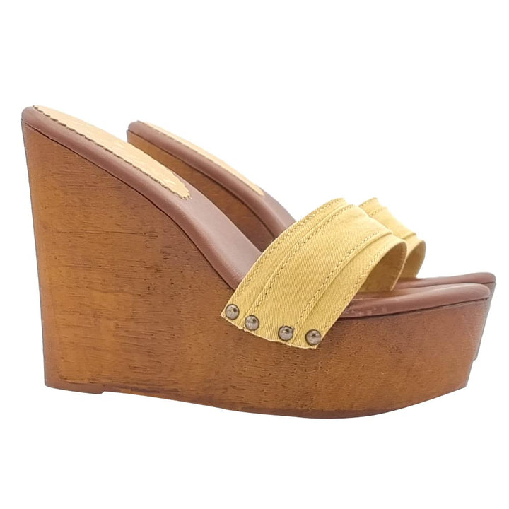 Kiara Shoes - 13 cm hohe Damen Clogs mit Ocker Band - KZ3101 OCRA (41 EU, Ocker) 41 EU Ocker, 41 EU