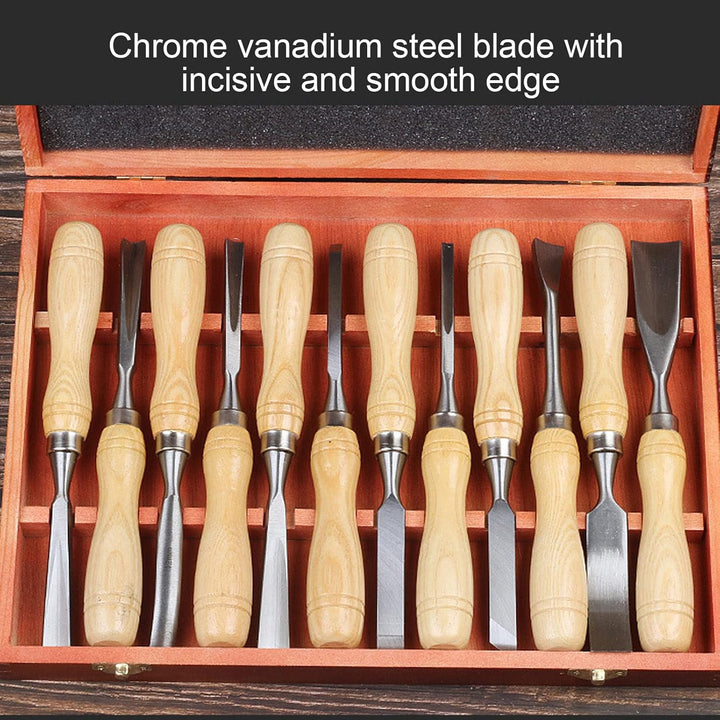 Holz Schnitzwerk Zeuge Set aus 12, CRV 60 Stahl Klingen Hochhärte Holz Bearbeitungs-Meissel-Set mit