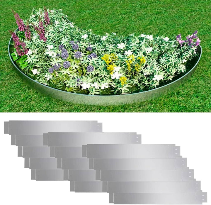 vidaXL 15x Rasenkante Flexibel Verzinkter Stahl 100x14cm Gartenzaun Rasenzaun Beetumrandung Rasenbeg