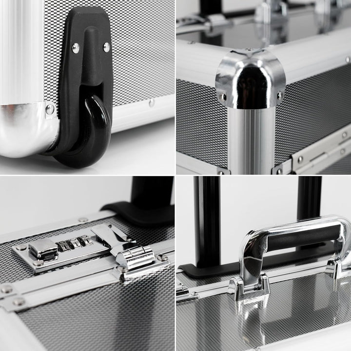 ALUMAXX 45129 Pilotenkoffer C-2, Piloten Koffer aus Aluminium, Dokumentenkoffer in Carbon-Look, Alum