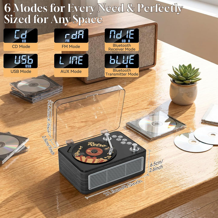 Gueray Tragbarer CD Player Bluetooth CD-Player mit Lautsprecher & Radio & Fernbedienung Unterstützt