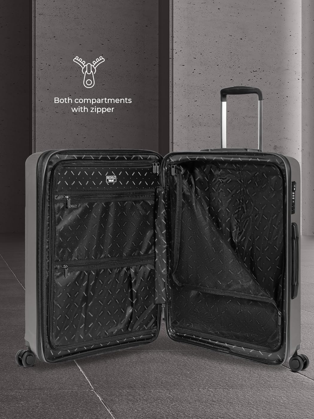 REDOLZ Mittelgrosser Hartschalen M+ Trolley | 46 x 30 x 66 cm | Koffer mit Dehnfalte von 82 auf 97 L