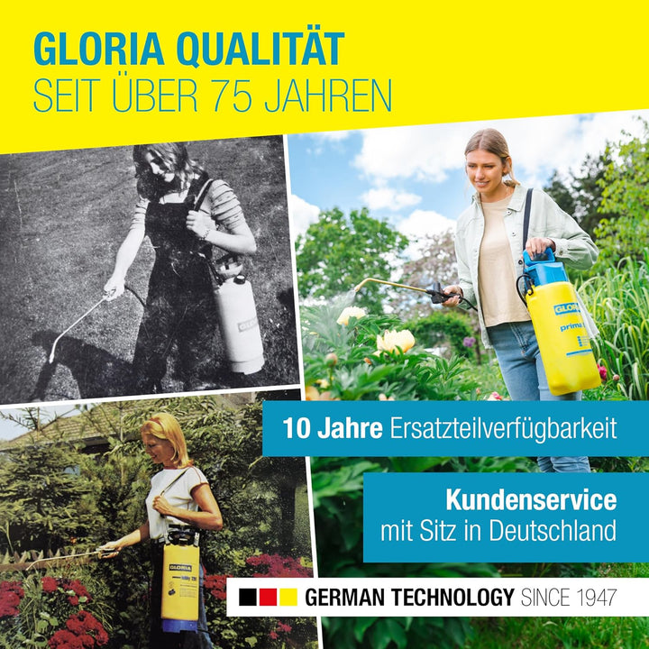 GLORIA Drucksprüher prima 8 | 8 L Gartenspritze, Unkrautspritze|Mit Messinglanze + verstellbare Mess