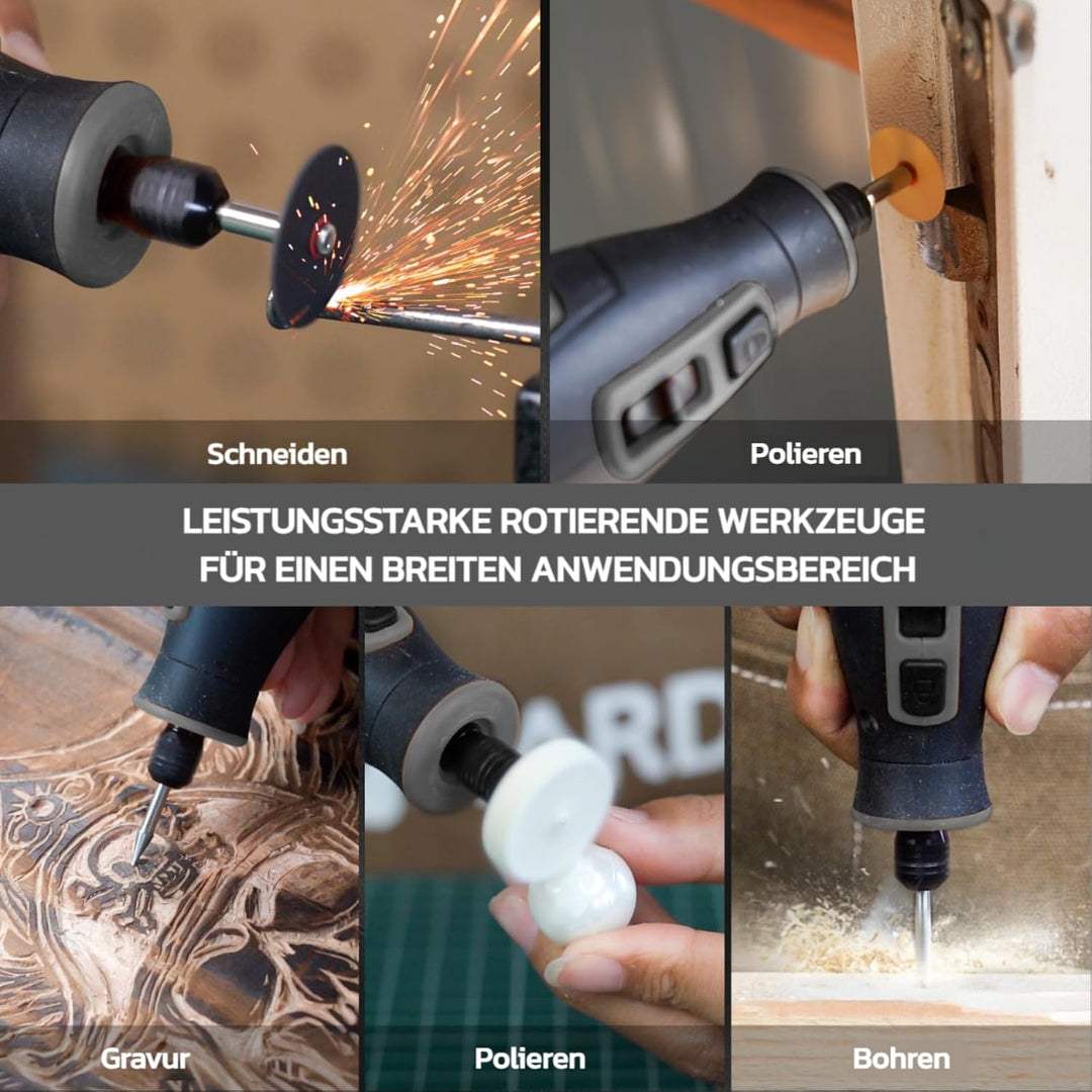 HARDELL 4V Akku Rotationswerkzeug Set mit 80 Zubehörteilen, 4000-mAh-Akku, 6 variable Geschwindigkei