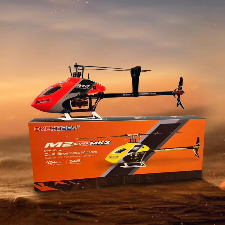 OMPHOBBY M2 EVO MK2 RC Helikopter für Erwachsene Dual Brushless Motoren Direktantrieb 6CH Hubschraub