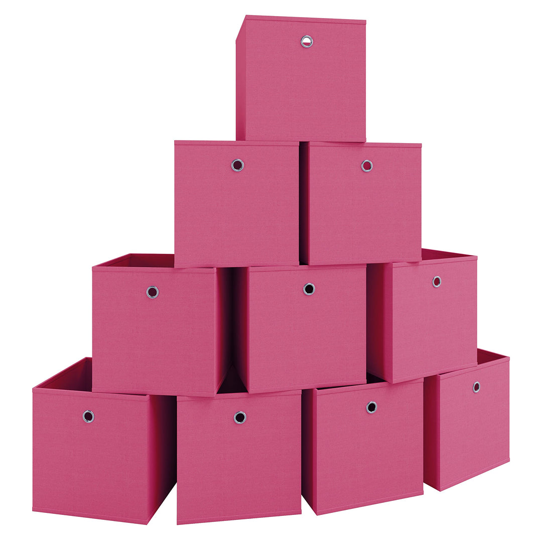 VCM 10er Set Faltbox Klappbox Sammelbox Stoffbox Regalbox Regalkorb ohne Deckel Pink 28 x 27 x 27 cm
