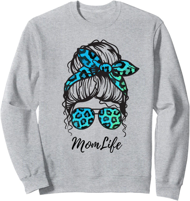 MomLife MomLife Haarknoten, Leopardenmuster, lustige Mutter Sweatshirt