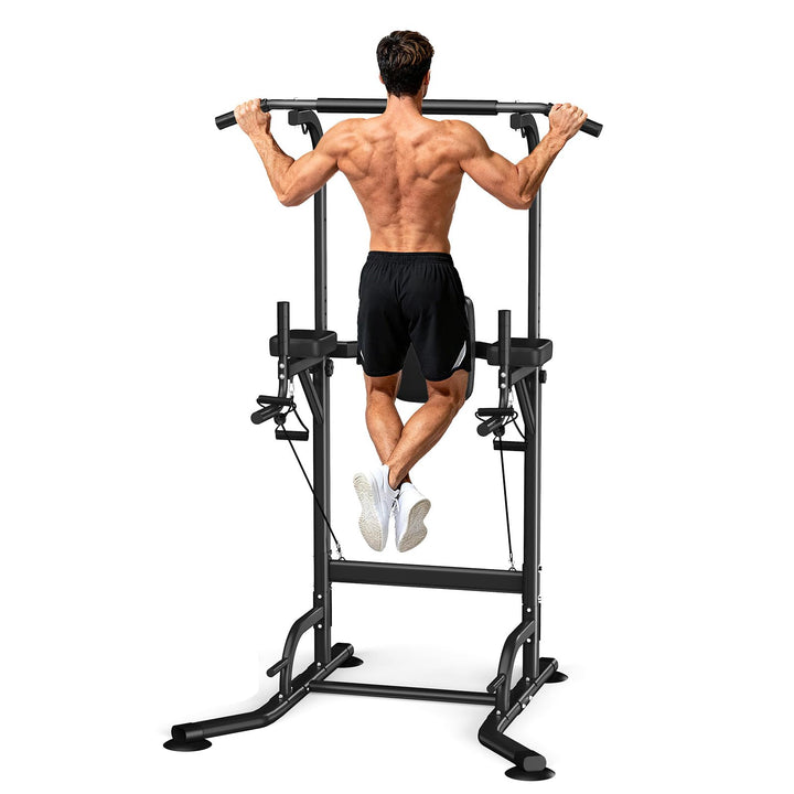 Dskeuzeew Power Tower Multifunktions-Dip-Station für Heim-Fitnessstudio, freistehende Klimmzugstange