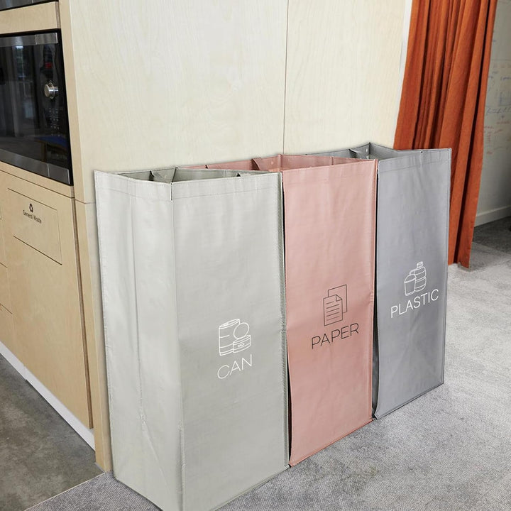 BORDEAG Mülltrennsystem 3fach, Altglas Sammelbehälter, Pfandflaschen Aufbewahrung, Recycling System,