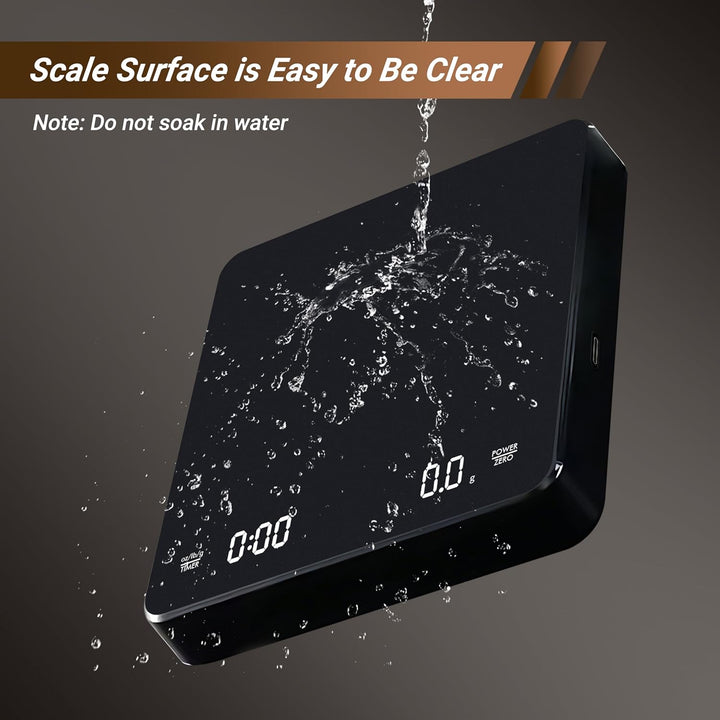 Digitale Kaffeewaage mit Timer - Type C Wiederaufladbare Espresso Waage mit Automatischer Tarierung,