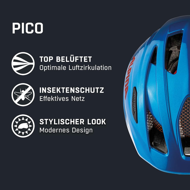 ALPINA PICO - Leichter, Optimal Klimatisierter & Bruchfester Fahrradhelm Mit Fliegennetz Für Kinder