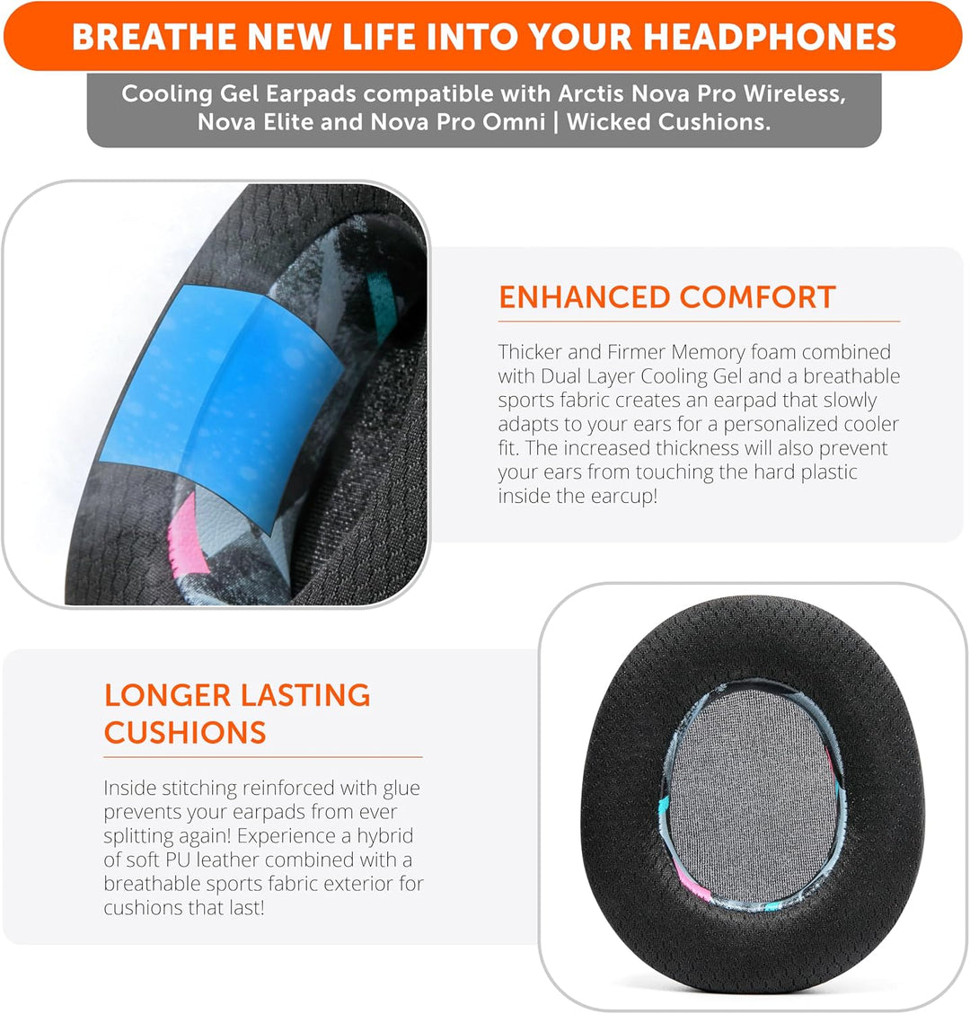 WC Freeze Nova Pro Wireless – Kühlgel-Ersatz-Ohrpolster für Steelseries Arctis Nova Pro Wireless von